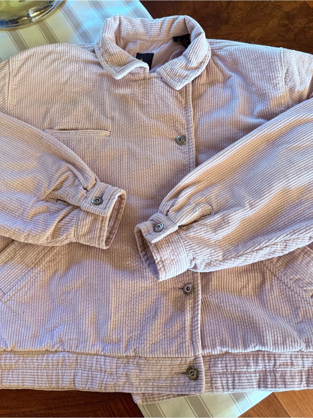 Corduroy Button-Front Jean Jacket in Light Lavender